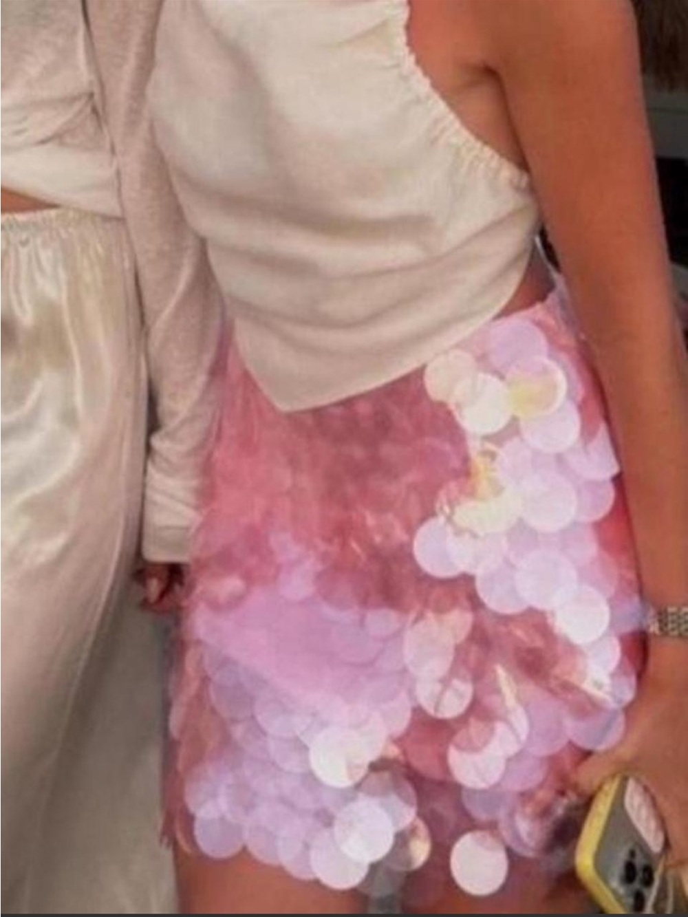 Zara Pink Feather-Embellished Mini Skirt